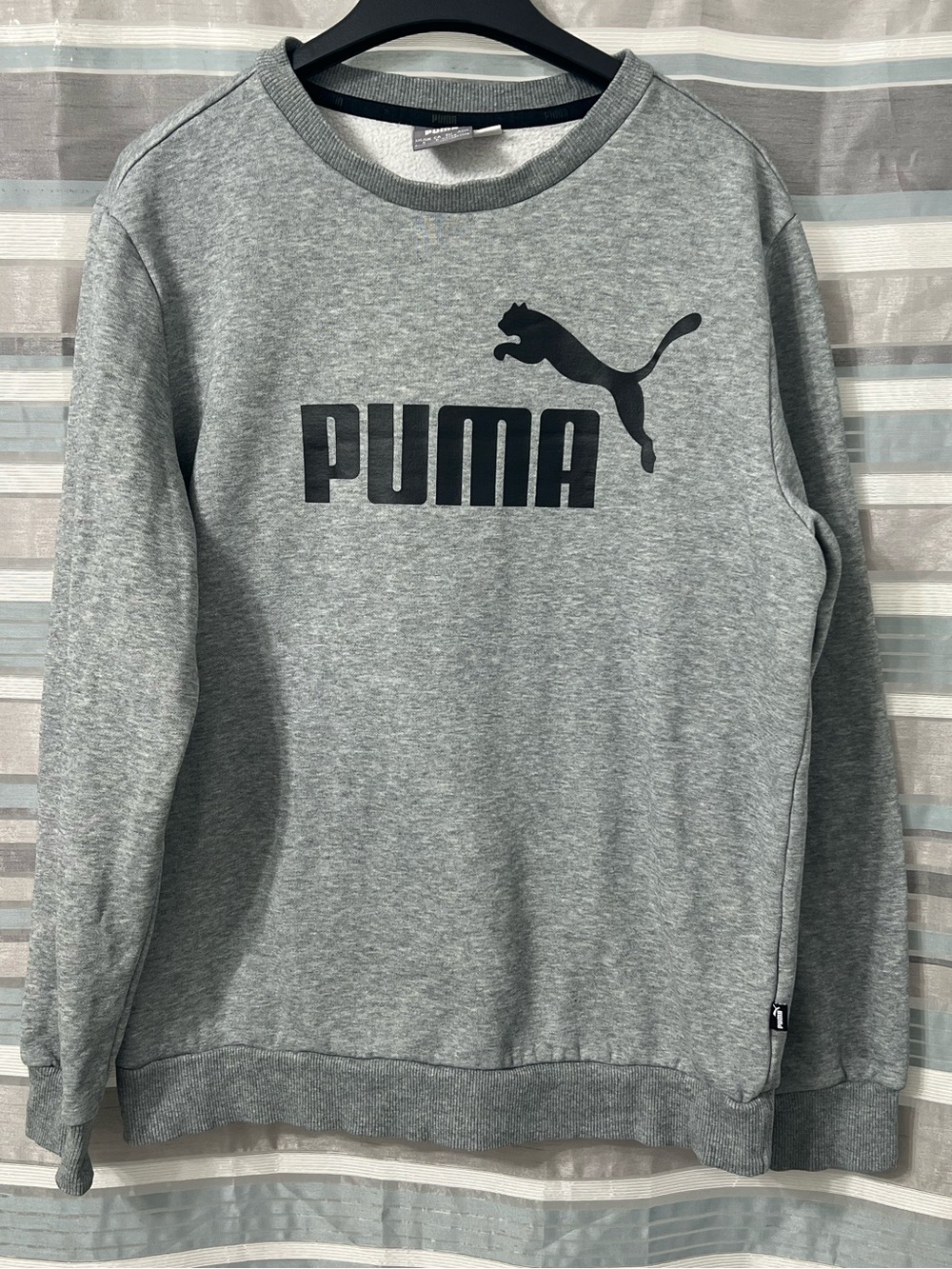 PUMA Gray Logo Fleece Crewneck Sweatshirt